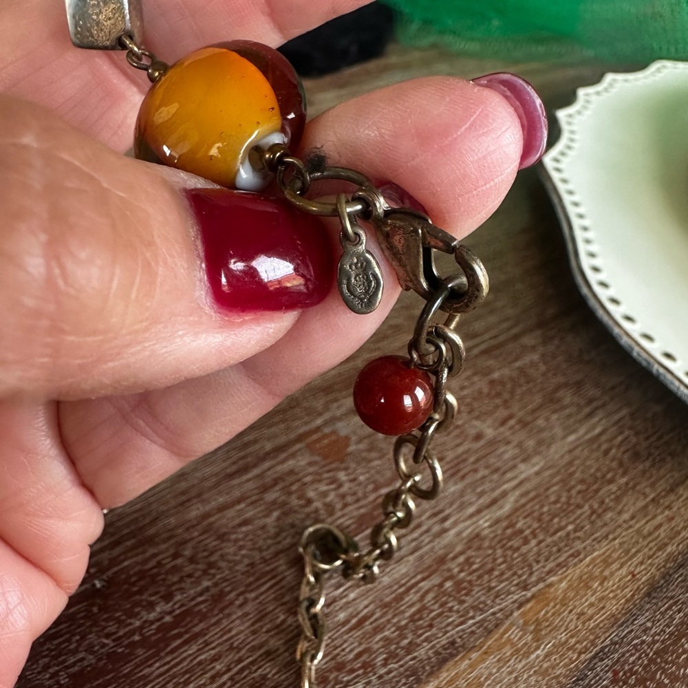 Source Unknown Blue And Orange Beaded Necklace Vi… - image 2